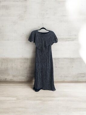 Adrianna Papell Black Midi Dress with Subtle White Speckle